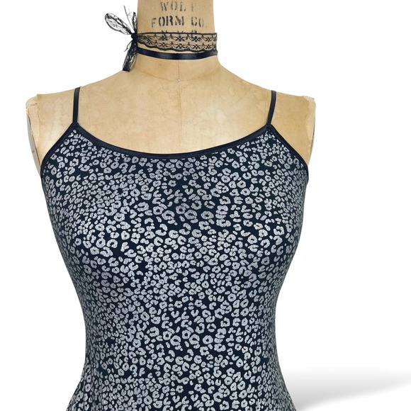 2000s Deb Cami Leopard Print Silver Metallic Size M Y2K Grunge Retro Mall Goth - Picture 4 of 7